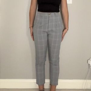 Plaid Grey Straight Leg Pants